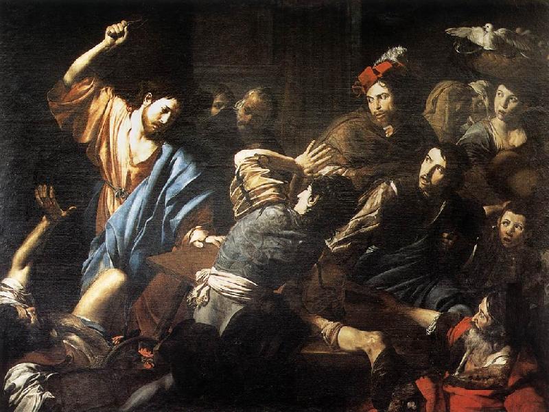 VALENTIN DE BOULOGNE Christ Driving the Money Changers out of the Temple wt Sweden oil painting art